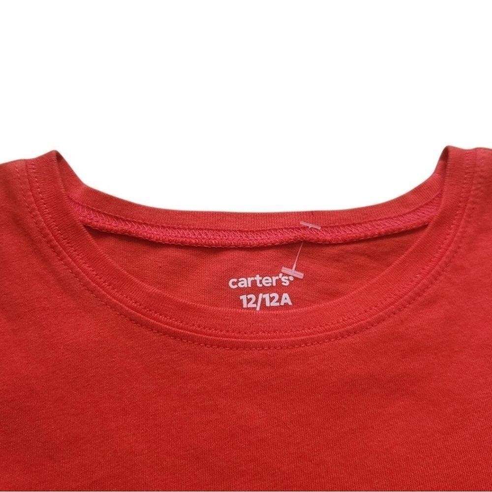 Carter's Kids Girls Orange Eyelet Puff Short Sleeve Crop Top Soft Cotton Size 12 - Picture 10 of 12
